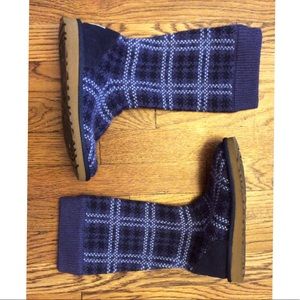 Blue UGG sweater plaid boots
